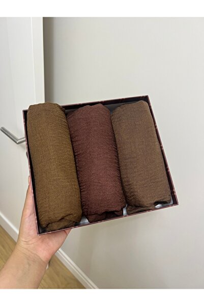 shop İREMSSCARF KAHVE TONLARI 3 lü bürümcük şal seti