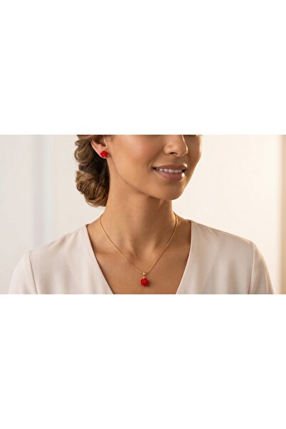 robel Elegant Rose Jewelry Set – Floral Pendant Necklace & Stud Earrings for ...