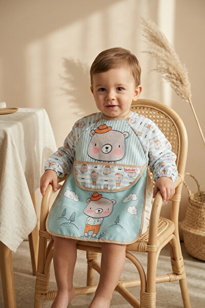 Babydonat مريلة أطفال بأكمام طويلة على شكل دمية دب من ليتل جنتلمان - مقاومة ل...