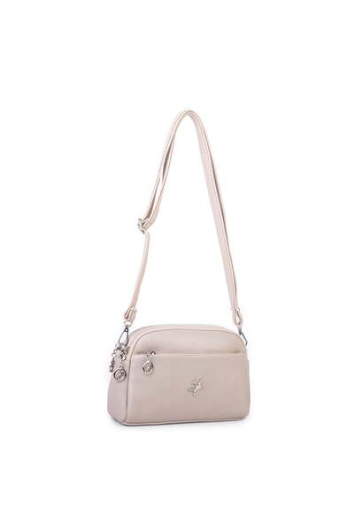 Nas Bag Kadın Günlük Sade Şık Çok Gözlü Çapraz Çanta (23x14 cm) Kum Victoria