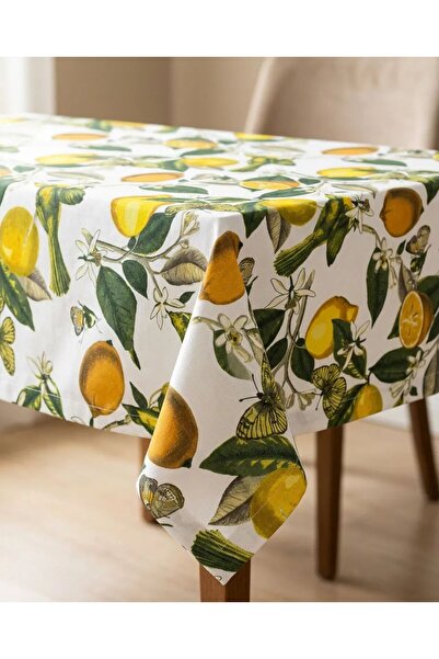 Duck Keteni Su ve Leke Tutmaz Limon Desenli Masa Örtüsü
