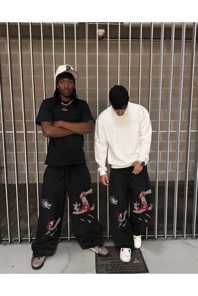 BPM Premium Nakışlı Dragon Patch Baggy Eşofman Altı