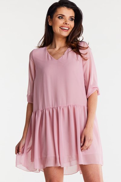 Awama Dress A514, Awama, Polyester, Powder pink, L-XL INTL