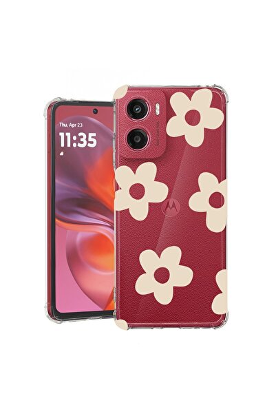 bestcase Husă compatibilă Motorola Moto E15, Antișoc 1.5MM, Retro Daisy, Prot...