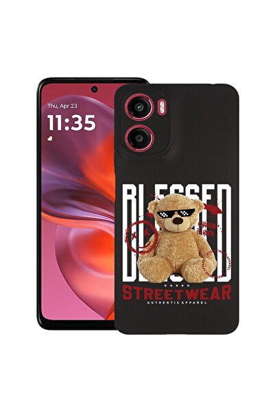 bestcase Калъф за Motorola Moto G05, Мече със сламка, Тънък силиконов 0.8ММ, ...