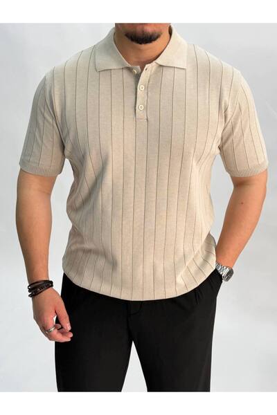BYATA MENS STYLE Men's knit polo collar t-shirt