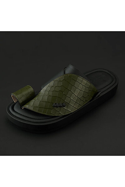 Razzah Classic Design Snake Patterned Leather Arab Dress Shoe - Oily and Black