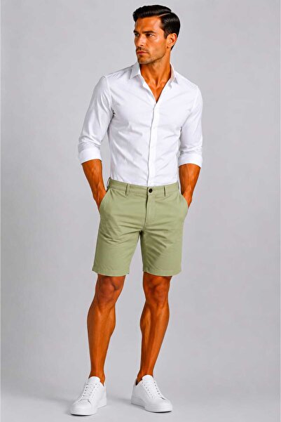 ANATOLIATEKSTILE Pantaloni Scurți Bărbați Slim Fit Casual Premium Bermude Ele...