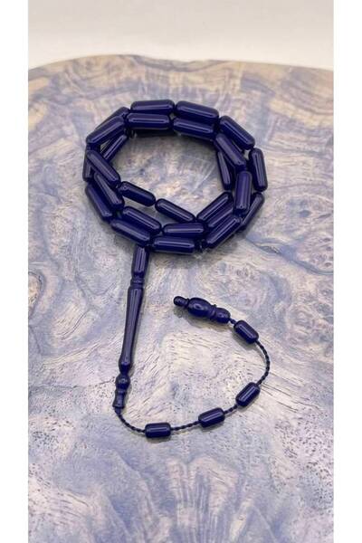 Default Blue pine clay rosary - pine - 37 - blue - 16*6 mm