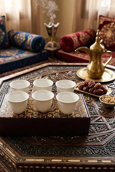 DECOSTYLE Set of 6 Mirra – Zemzem Porcelain Cups, Coffee Side Serving Cups