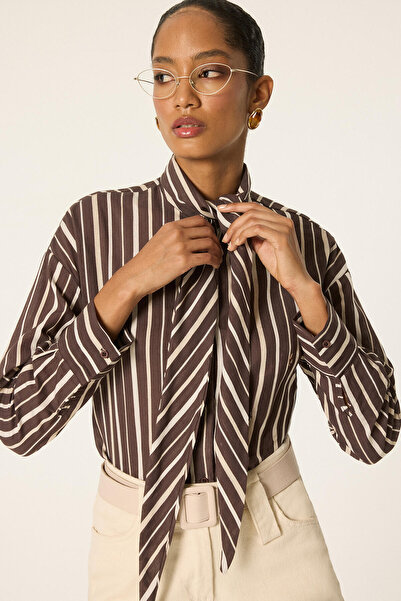 Touché Privé Striped Shirt with Bow Detail
