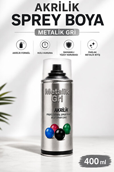 Badem10 Akrilik Sprey Boya Koyu Metal Gri 400 ML Dekoratif Yenileme İçin Çok ...