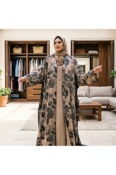 Bleco Vintage Ink‑Blend Floral Long Cardigan, Luxury Elegant Loose Outerwear