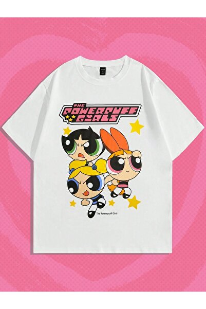 Vordevia Μπλουζάκι Powerpuff Girls με στάμπα, λευκό, oversize, unisex, βασικό...