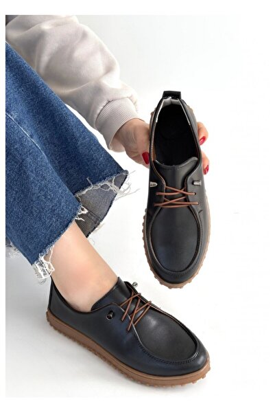 BellAyakkabı Bellamor Women's Casual Lace-Up Daily Comfortable Sole Loafer Shoes