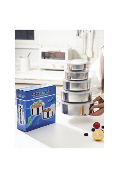Tahtakale Dünyası 5 Pieces of Stainless Steel Storage Container Box with Lid ...