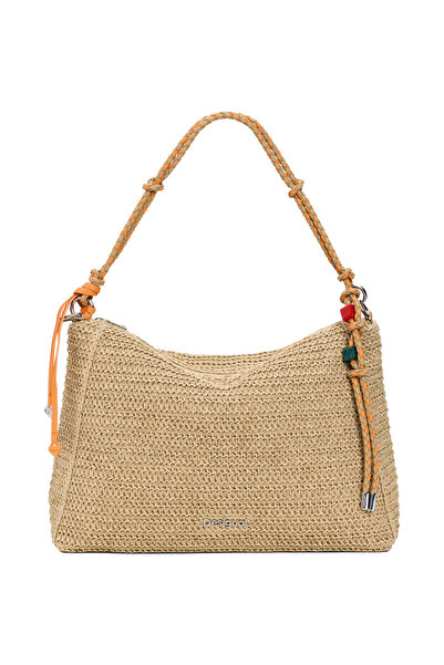 Desigual ψάθινη τσάντα ώμου RAFFIA LEIRIA 26SAXO04