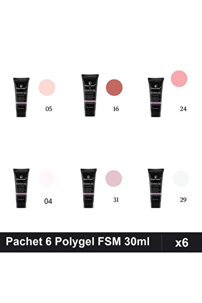 FSM Set 6 Polygel 30ml - Nr.04, Nr.05, Nr.16, Nr.24, Nr.29, Nr.31