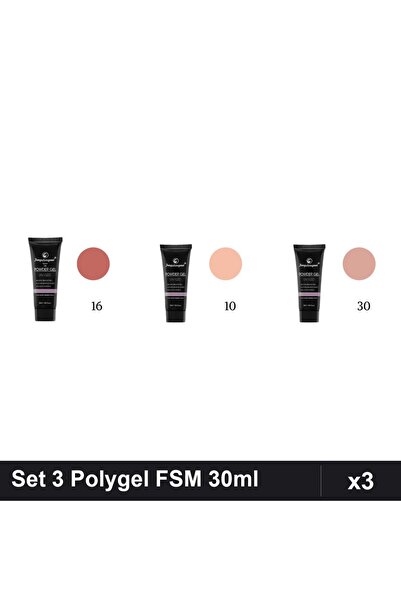 FSM Set 3 Polygel 30ml - Nr.16, Nr.10, Nr.30 - Constructie Unghii