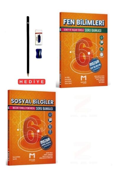 Mozaik Yayınları 6 Sınıf Fen Bilimleri-Sosyal Bilgiler-Soru Bankası-2 Kitap S...