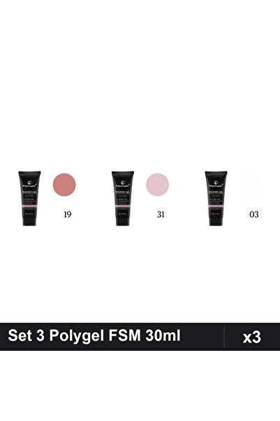 FSM Set 3 Polygel 30ml - Nr.19, Nr.31, Nr.03 - Constructie Unghii
