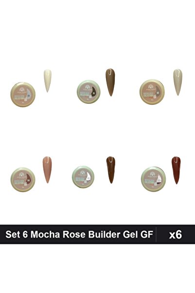 global fashion Set 6 Mocha Rose Builder Gel 15g - Nr.01 Nr.02 Nr.04 Nr.07 Nr....