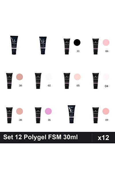 FSM Set 12 Polygel 30ml - Nr.02, Nr.04, Nr.05, Nr.06, Nr.09, Nr.14, Nr.15, Nr...