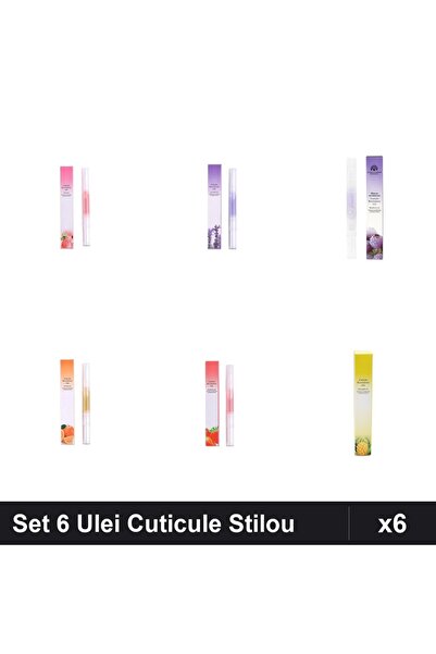 NAİLS Set 6 Ulei Cuticule Tip Stilou - Peach, Lavanda, Afine, Orange, Strawbe...