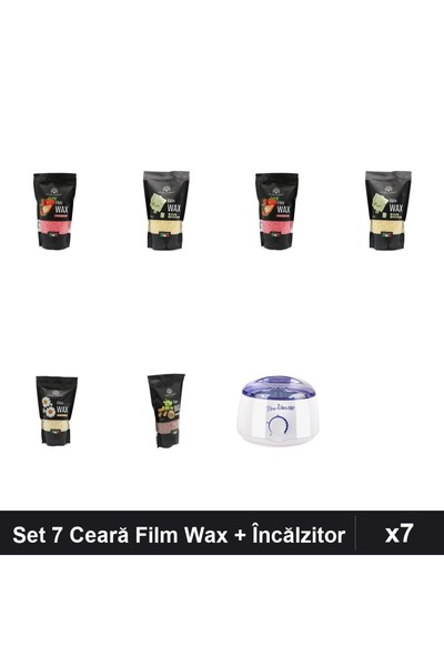 global fashion Set 7 Ceară Epilare Film Wax 450g + Încălzitor ProWax - Căpșun...