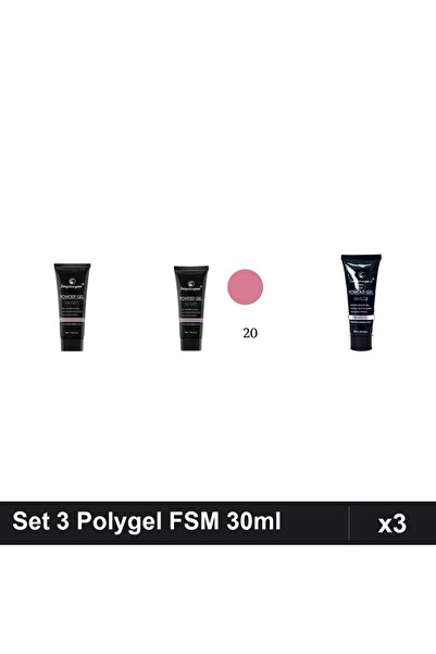 FSM Set 3 Polygel 30ml - Nr.01 Clear, Nr.20, Nr.14 - Constructie Unghii