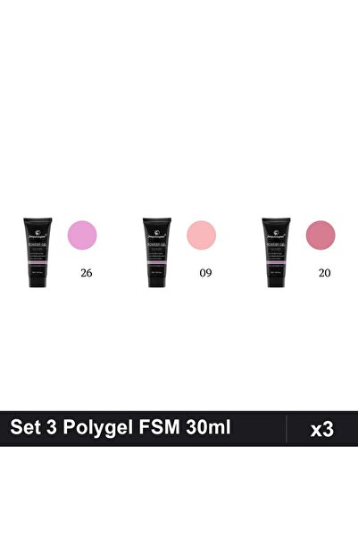 FSM Set 3 Polygel 30ml - Nr.26, Nr.09, Nr.20 - Constructie Unghii
