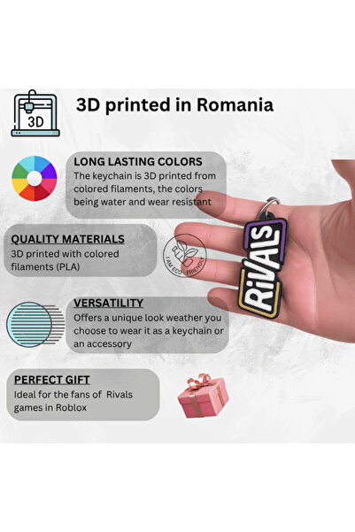 Lulu's Prints Breloc inspirat din Rivals Roblox, printat 3D, multicolor 60x25x12 mm