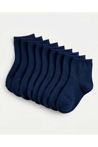 REDTAG Girls Navy Ankle Socks Pack 5 Pairs