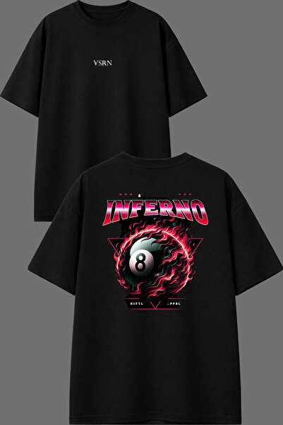 VSRN Inferno Design Crna Oversize Majica sa Dvostranim Tiskom