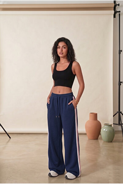 luci sports Women's Baggy Stripe Detailed Relaxed Fit Sweatpants