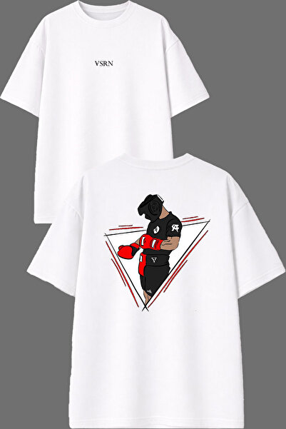 VSRN Boxer Design Front and Back Printed White Oversize T-Shirt