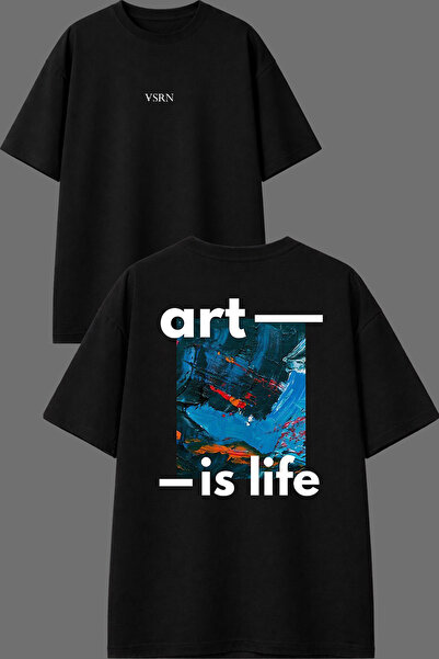 VSRN Μπλουζάκι Art Life Design με στάμπα μπροστά και πίσω, μαύρο, oversized