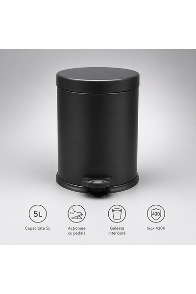 SMR Professional Hygiene Pedal Bin 5 Liters - Black