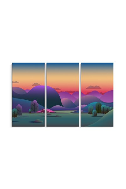 PRINTFINIT Abstract Mountain Canvas Painting | 3 Pieces