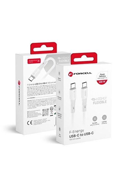 Forcell Cablu USB USB-C - USB-C 1 m Bia≈Çy