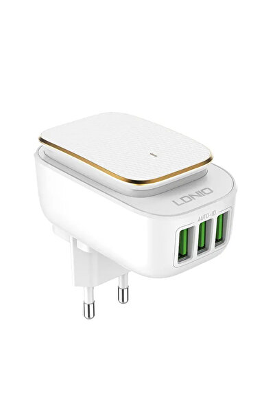 LDNIO SET ADAPTOR A3305 220V 3X USB 3,4A + CABLU LIGHTNING + LAMPĂ LED