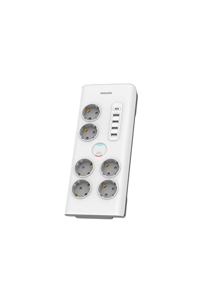 Philips Prelungitor antipriză cu 6 prize Schuko + 4xUSB-A + 1x USB-C, 2m, 16A...