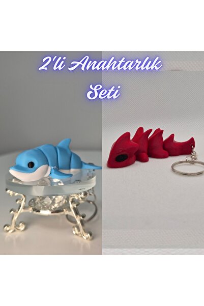 3DAtölyeMaker Light Blue Flexible Colorful Dolphin and Fire Red Flexible Drag...