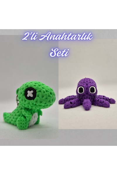 3DAtölyeMaker Green Knitted Pattern Moving Dino and Purple Knitted Pattern Oc...