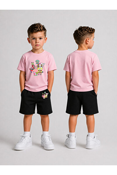 LORVEX Set tricou și pantaloni scurți pentru băieți, din bumbac imprimat, pen...