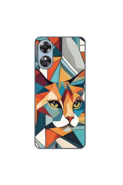 OEM Husa compatibila cu Oppo A17 Silicon Gel Tpu Model Cubic Cat Art