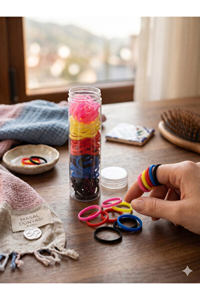 Masal Dünyası Bursa Colorful Mini Silicone Rubber Hair Clips - Set with Locka...