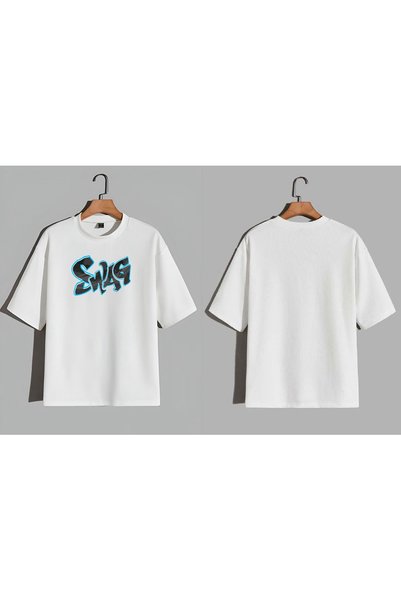 EFEVRA تي شيرت كبير الحجم مطبوع عليه نص swag