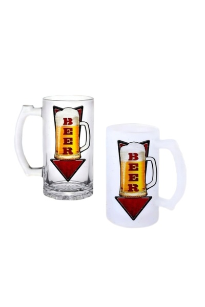 Ghostbastır Beer Direction Beer Glass with Handle, Available in Frosted or Cl...