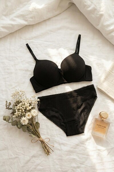lamelif Wick Supported Bra Set Black